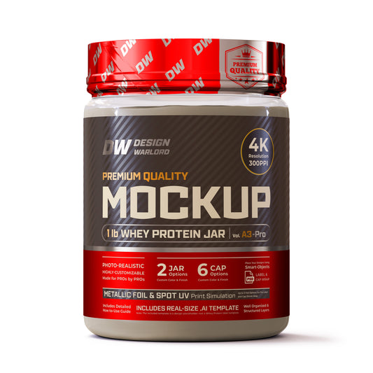 1 lb Whey Protein Jar Mockup | Vol. A3-Pro