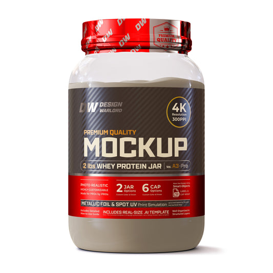 2 lbs Whey Protein Jar Mockup | Vol. A3-Pro