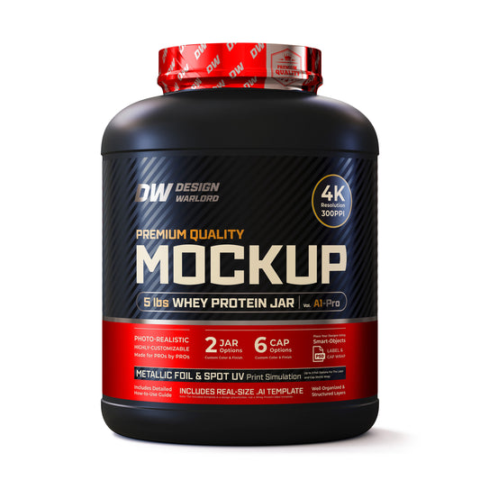 5 lbs Whey Protein Jar Mockup | Vol. A1-Pro