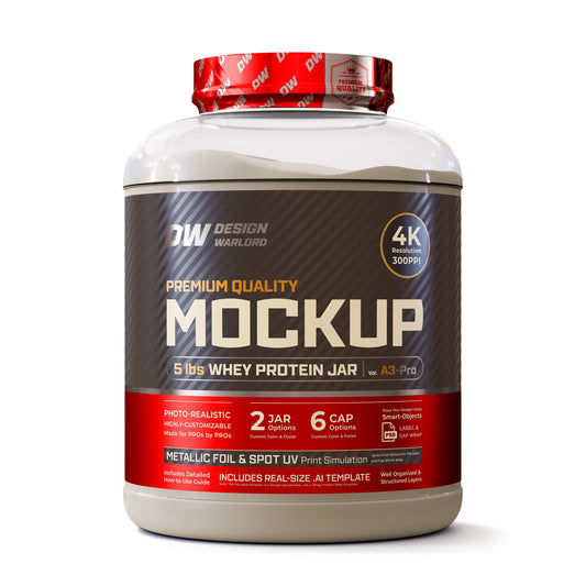 5 lbs Whey Protein Jar Mockup | Vol. A3-Pro