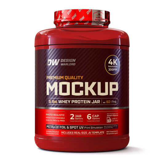 5 lbs Whey Protein Jar Mockup | Vol. B2-Pro