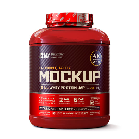 5 lbs Whey Protein Jar Mockup | Vol. A2-Pro